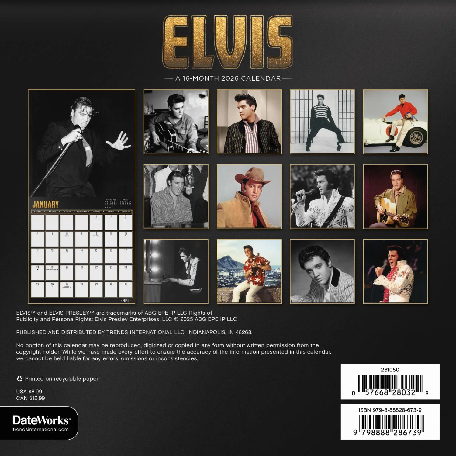 2026 Elvis Mini Calendar - Image 2