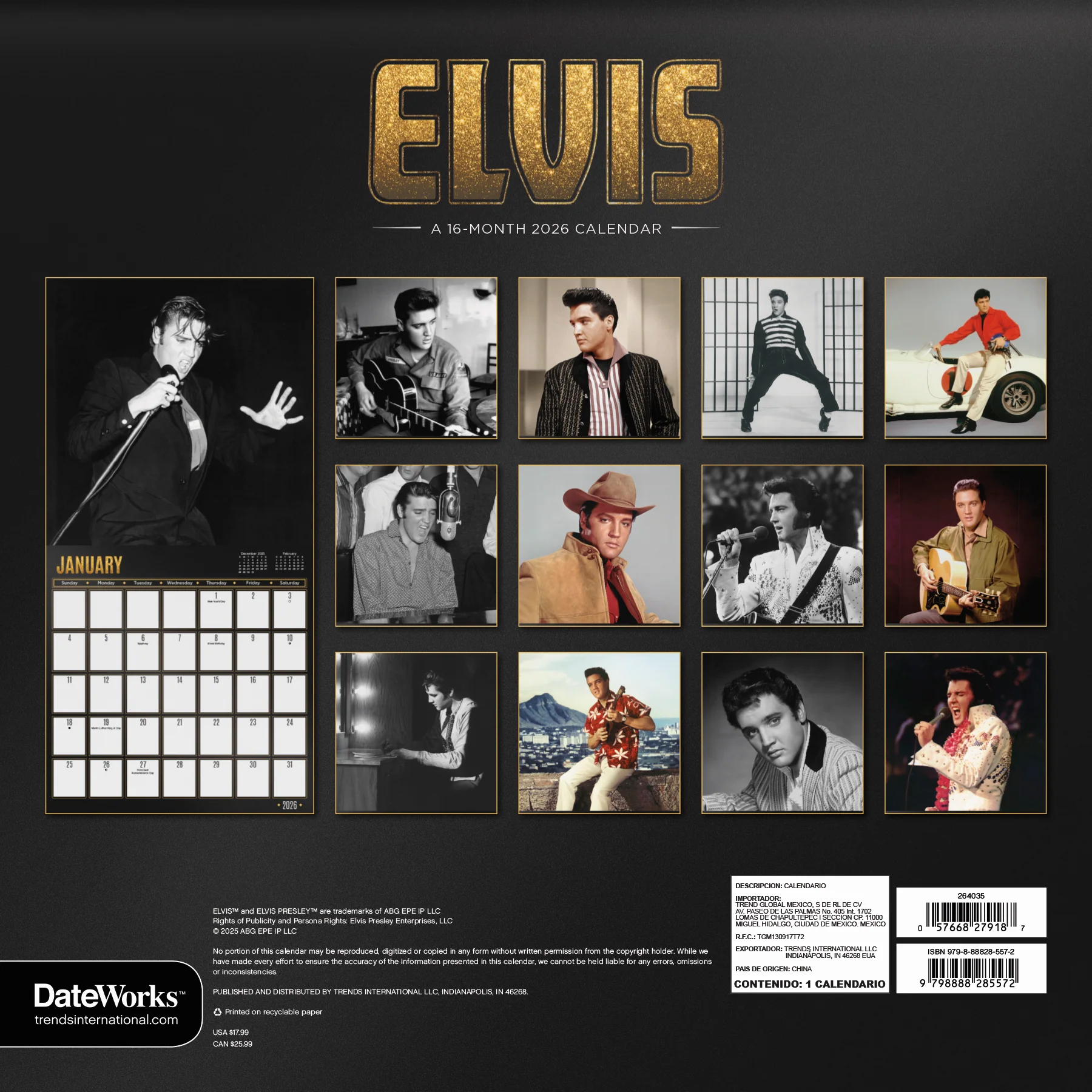 2026 Elvis Wall Calendar - Image 4
