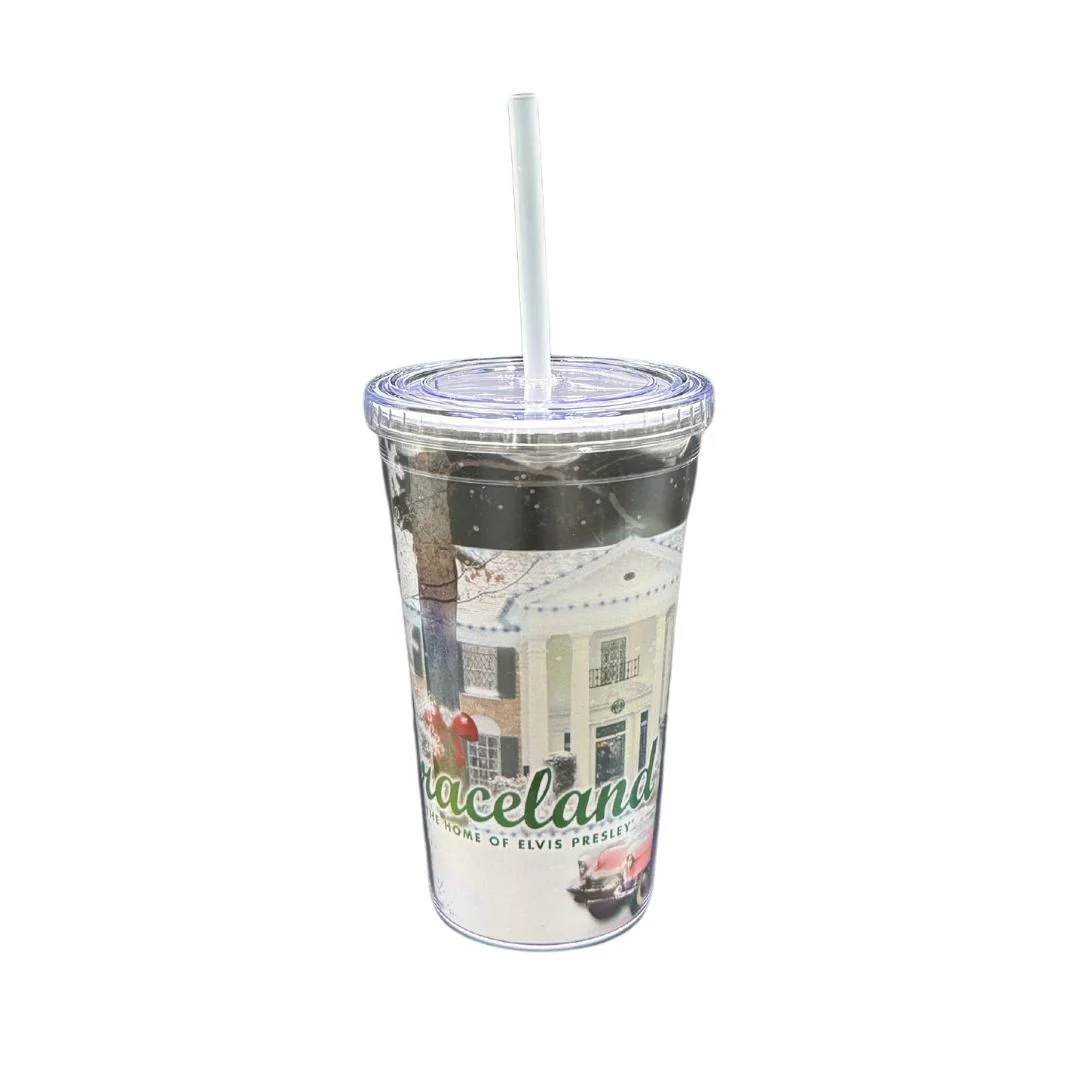 Christmas at Graceland Glitter Travel Tumbler - Image 2