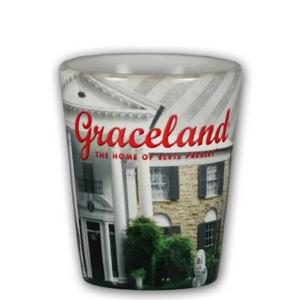 Elvis Black Leather Graceland Photo Shot Glass - Image 2