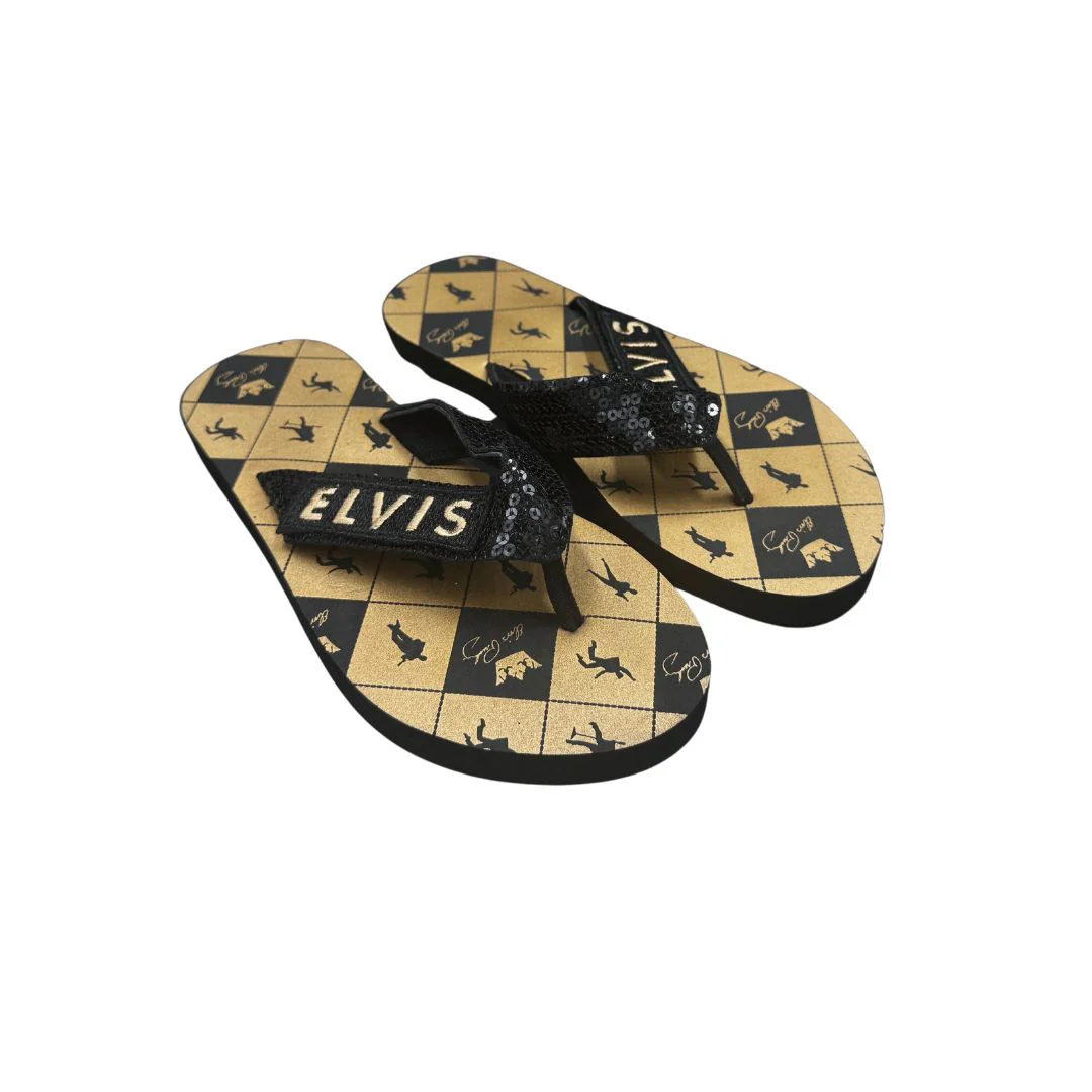 Elvis Crown Sequin Flip Flops - Image 2