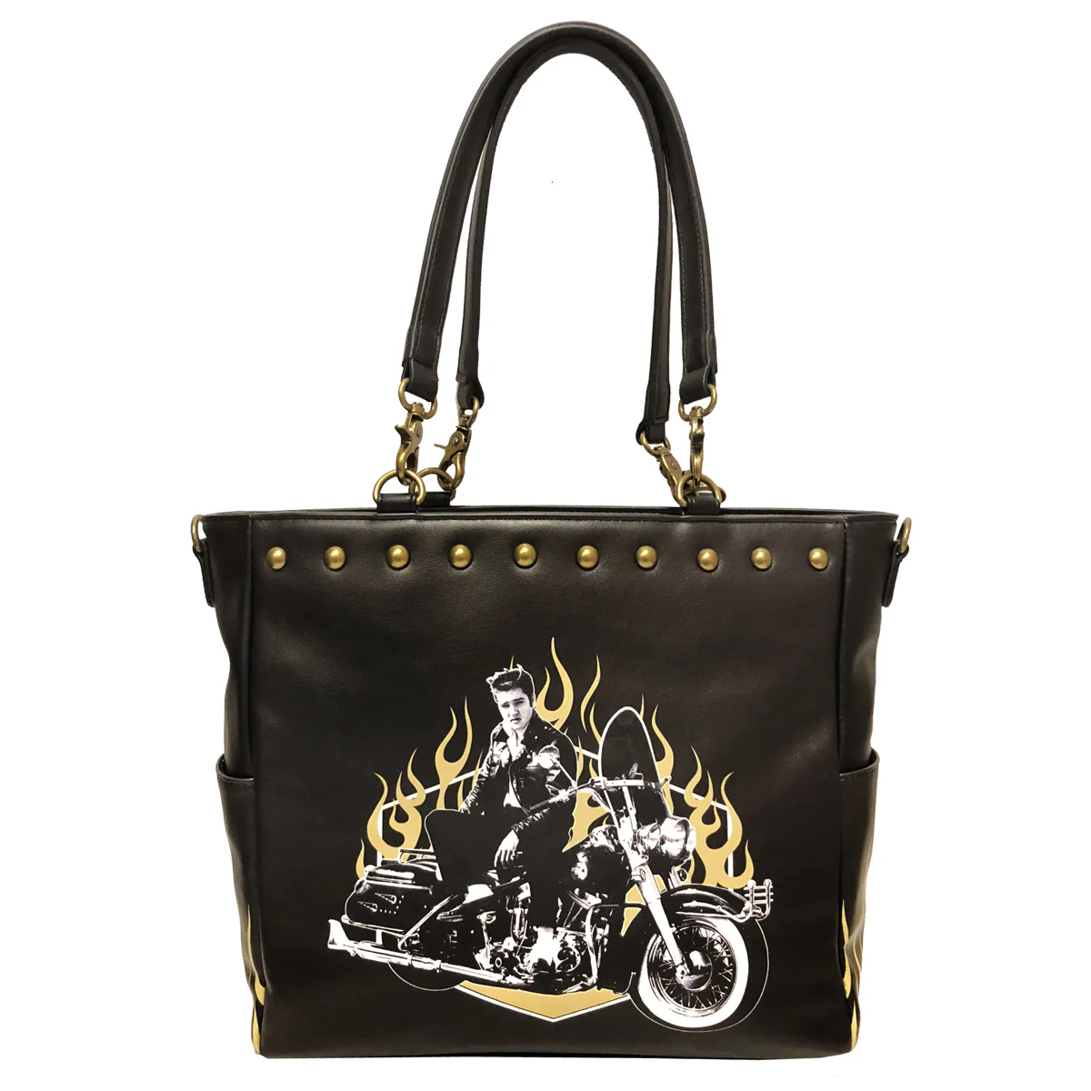 Elvis Motorcycle Flames Tote Bag - Image 2