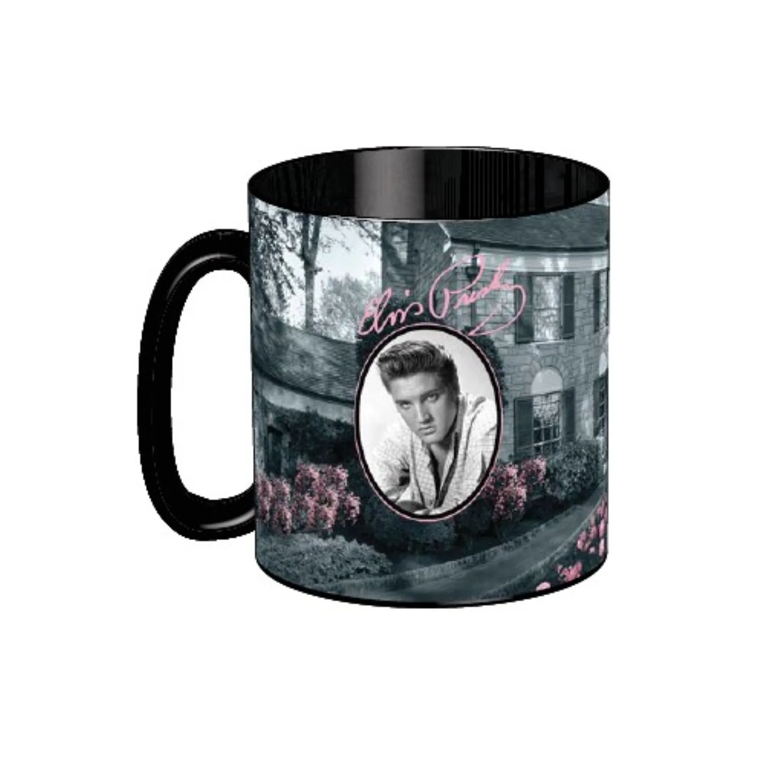 Elvis Pink Classic Car Roses Coffee Mug