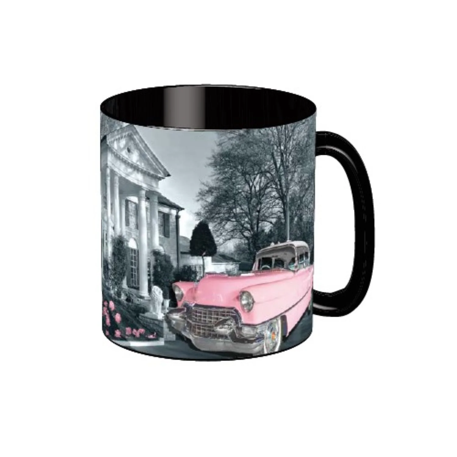 Elvis Pink Classic Car Roses Coffee Mug - Image 2