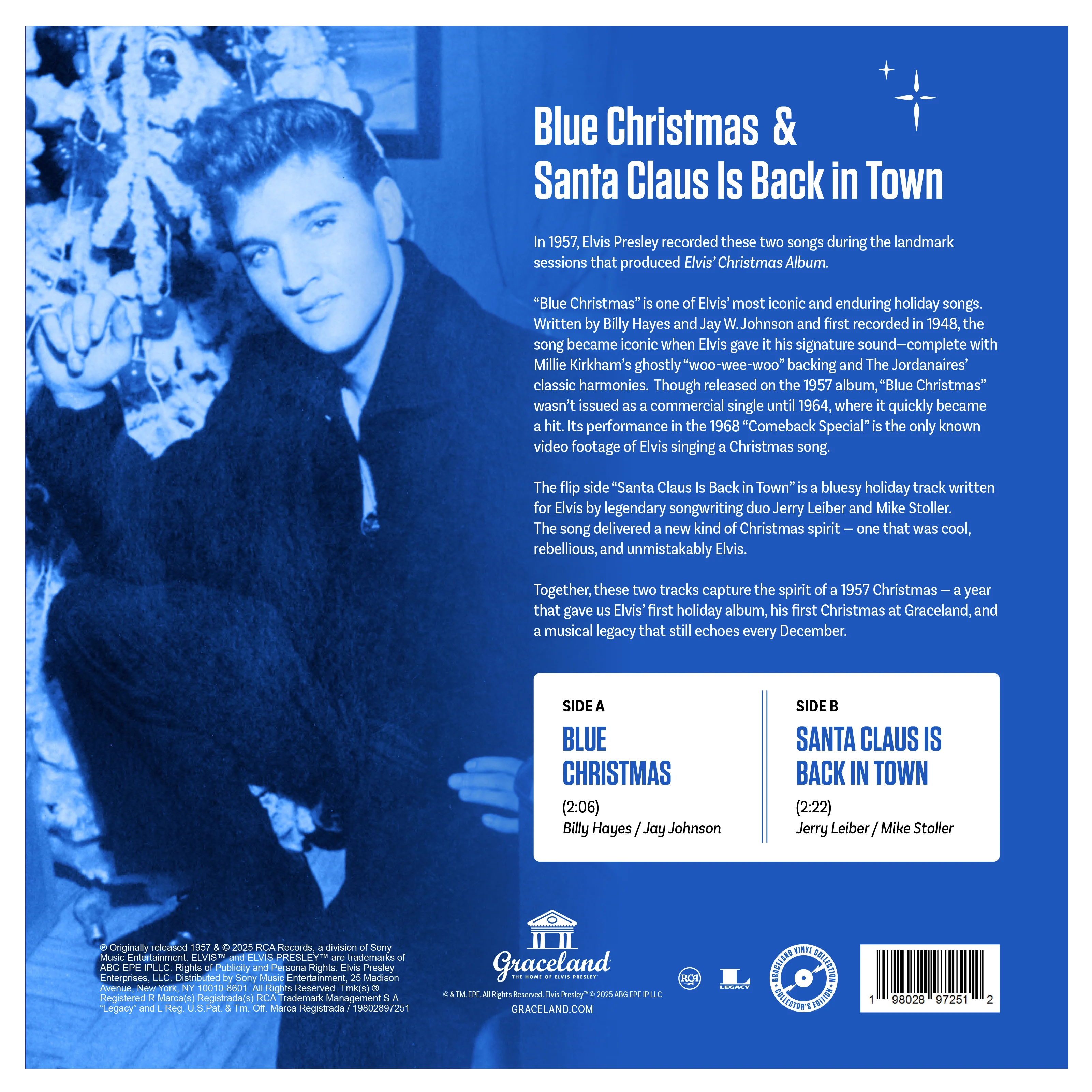 Elvis Presley: Blue Christmas/Santa Claus Is Back In Town Graceland Collector's Edition 10" Vinyl LP - Image 4