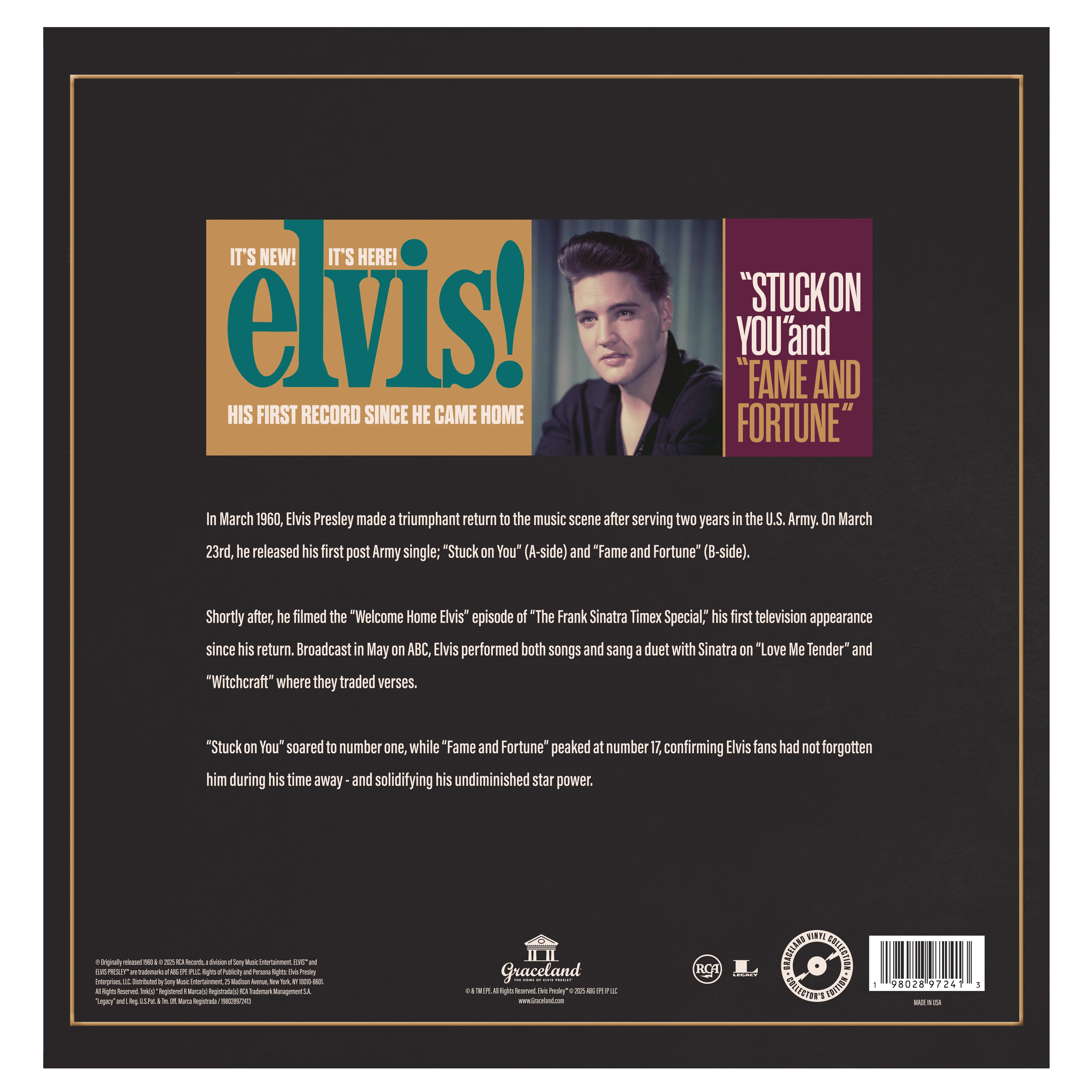 Elvis Presley: Stuck On You / Fame and Fortune Graceland Collector's Edition 10" Vinyl LP - Image 4