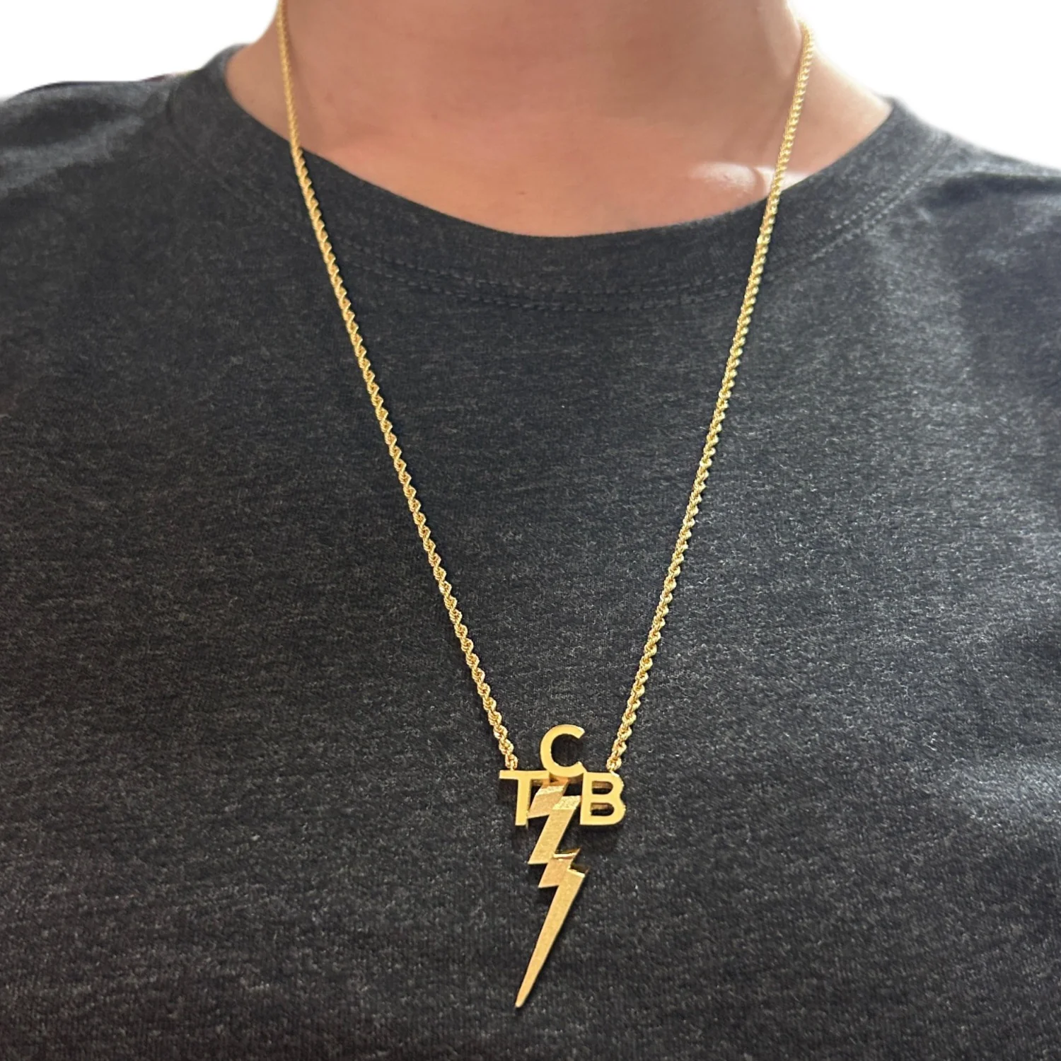 Elvis Signature Style: Gold Plated TCB Necklace - Image 3