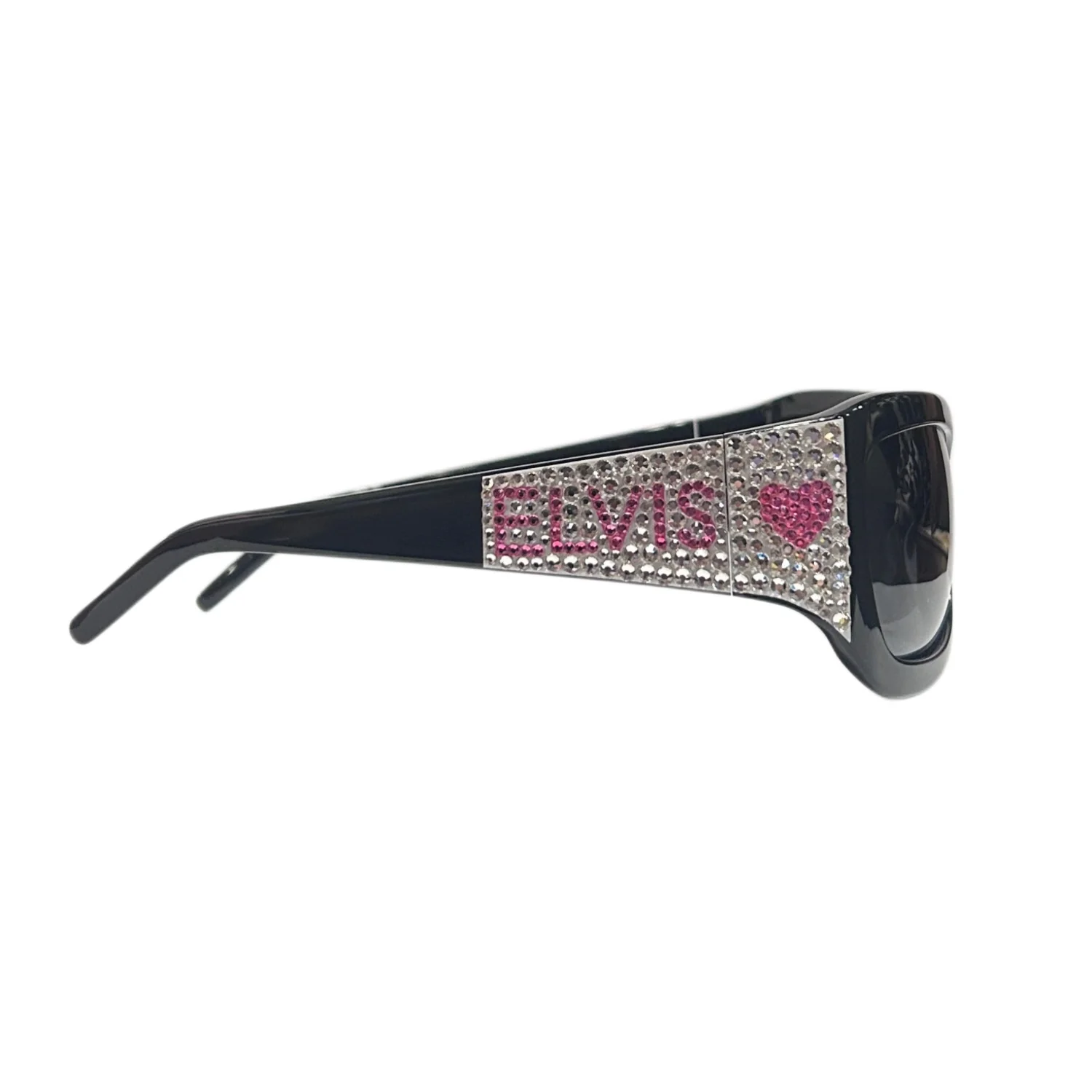 Elvis Signature Style: Pink Heart Elvis Bling Sunglasses - Image 3