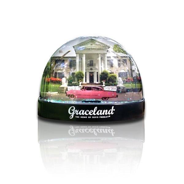 Graceland and Pink Classic Car Snowglobe Magnet
