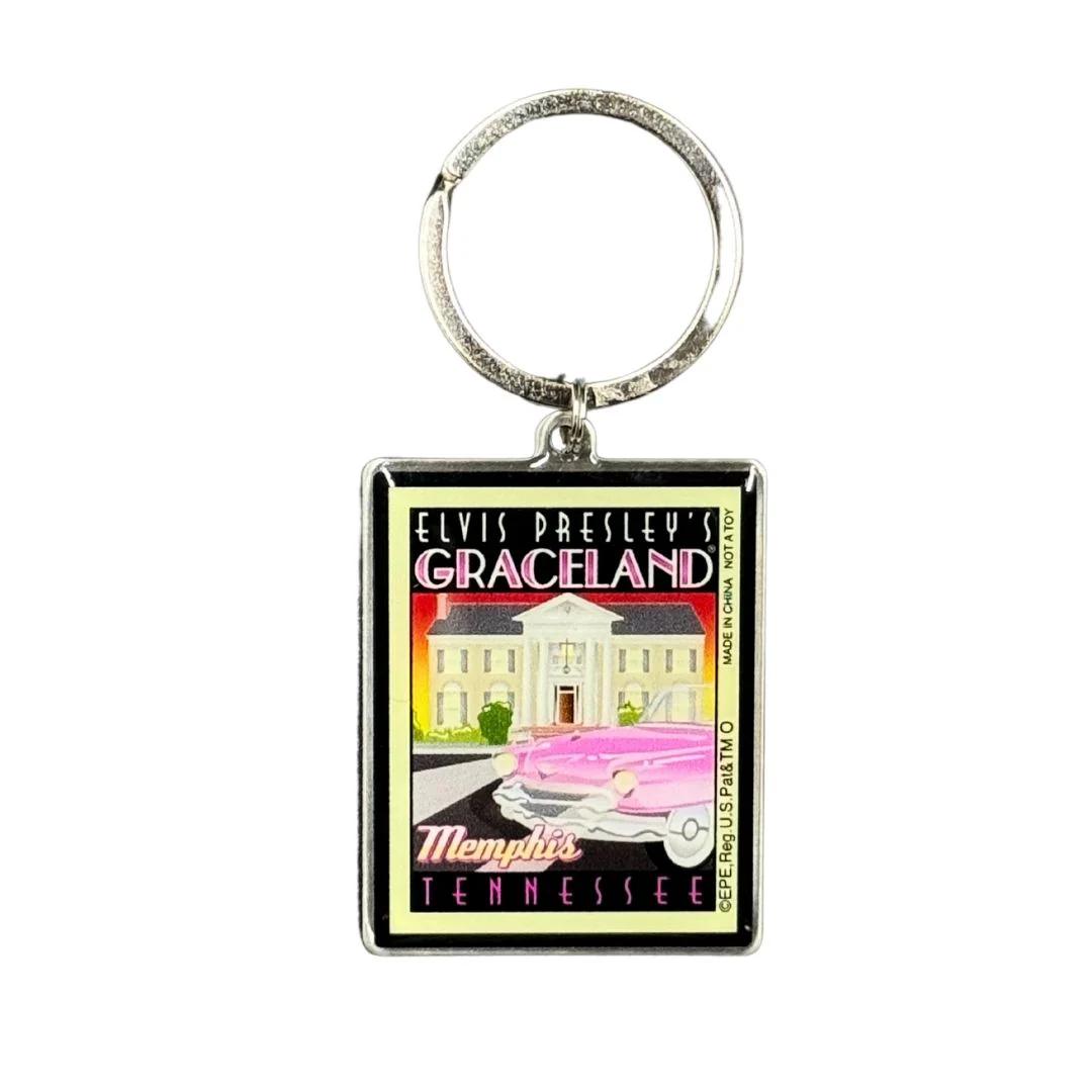 Graceland Retro Pink Classic Car Key Ring - Image 2
