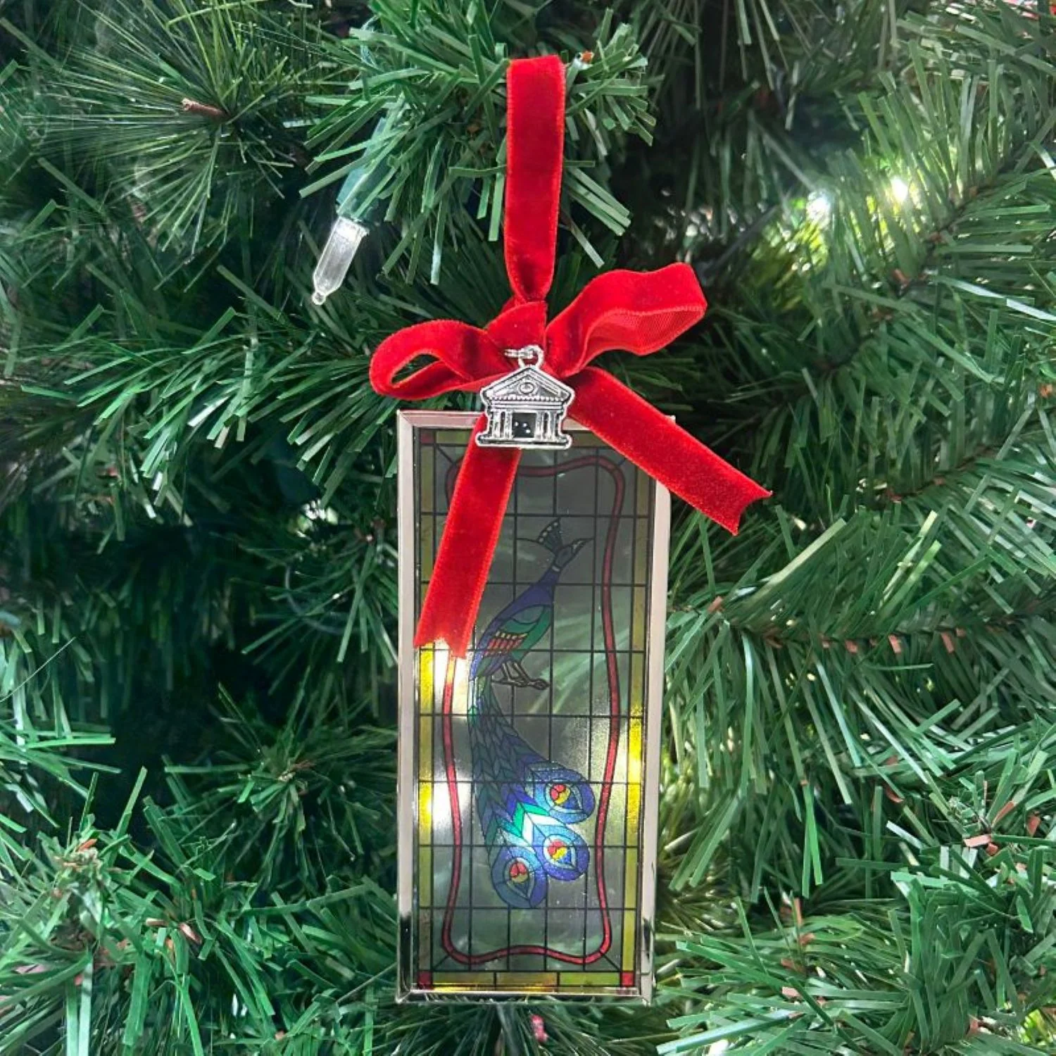 Peacock Stained Glass Ornament - Image 2